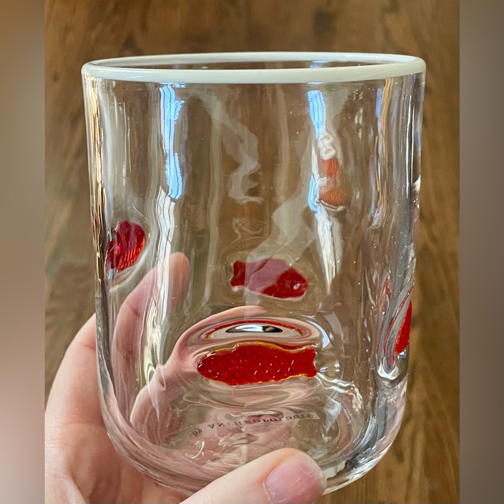 Anthropologie Red Swedish Fish Glass Tumbler Boardwalk